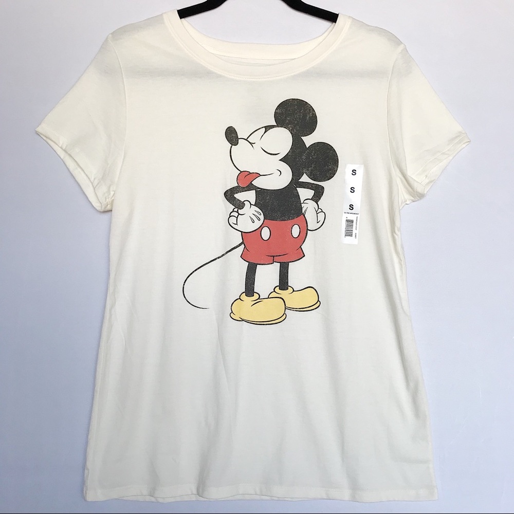 NWT Disney Mickey Mouse T-Shirt Beige Size S